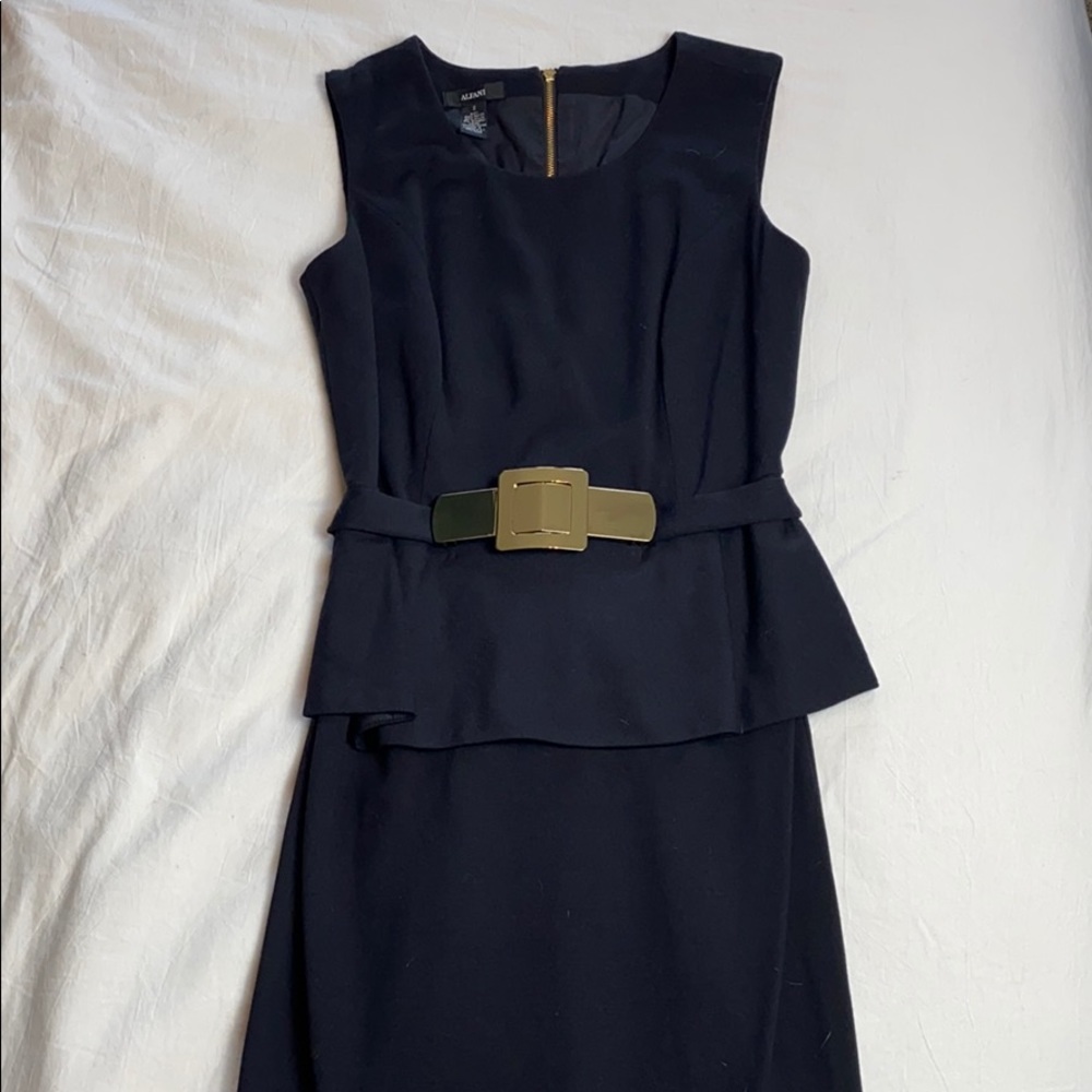 Alfani gold buckle black dress